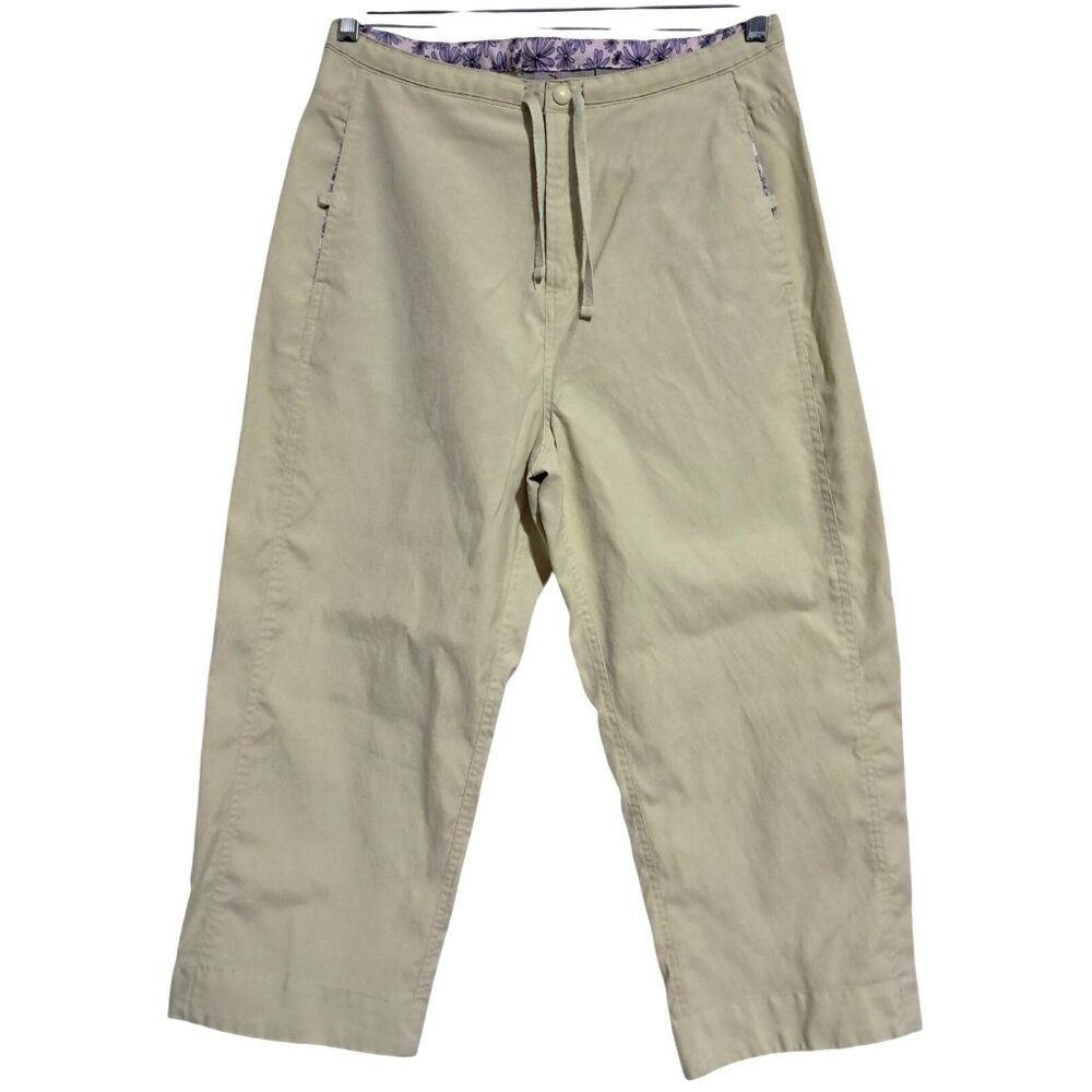 Meridian Expedition Cropped Pants Womens Size M Floral Lining Green Cotton & Nyl